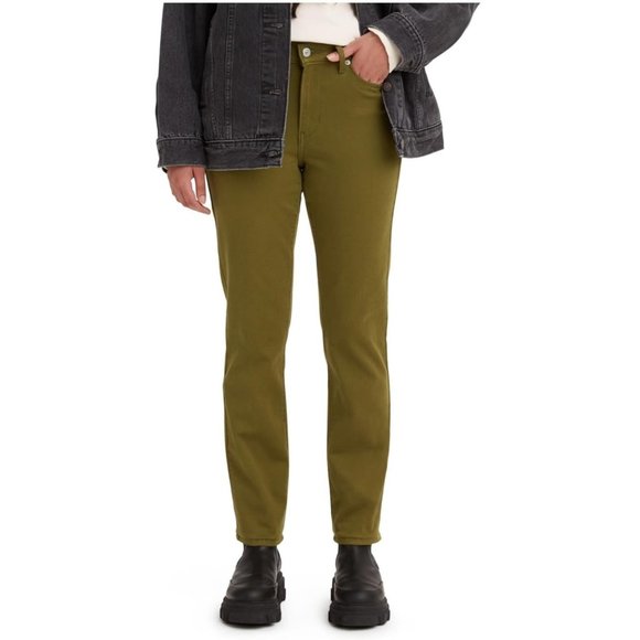 Levi's Women's Classic Straight Jeans Dark Olive Twill Size 16 Regular - Picture 3 of 8